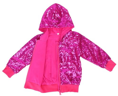 DACONGMING Mädchen Pailletten Jacke Kleinkind Glitter Glänzend Zip Up Metallic Mantel Outwear Pullover Herren Teenager (4-5 Years)