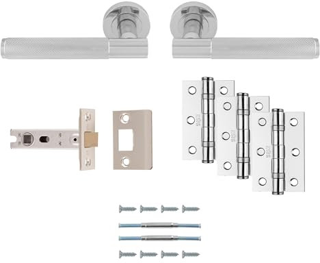 Carlisle Brass Lagos Ulitmate Door Pack - Includes Pair of Handles, 3 Hinges and a 3 Latch in Polished Chrome