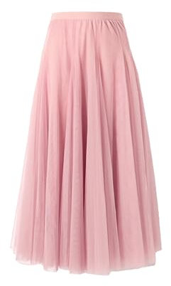 BrightGlow Gonna lunga in tulle da donna, linea ad A, sottogonna a strati, gonna a pieghe da donna, in tulle, a vita alta, per matrimoni, feste, Colore: rosa., M