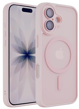 MANGAL Magnetische Hülle für iPhone 17 – Dünnes matt-transluzentes Case mit integriertem Kameraglas-Schutz, stoßfest, rutschfest, Anti-Fingerprint-Oberfläche, kompatibel mit Magsafe – Rosa