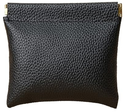 DHYUACN Münztasche 2 Stück selbstschließende Leder-Mini-Kurzbrieftasche for Damen und Herren, kleine Geld-Schlüssel-Ohrhörer, Kreditkartenhalter, Brillen-Aufbewahrungstasche(S Black)