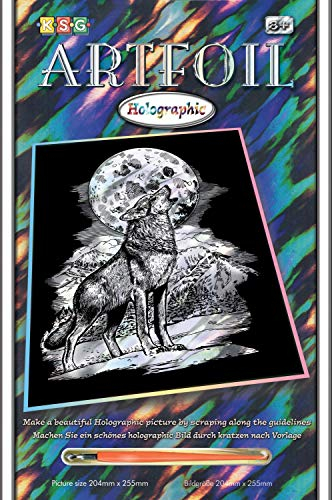 Mammut 8290545 - Artfoil, Kratzbild, Tiermotiv, Wolf, Holografie, Komplettset mit Kratzbild, Kratzmesser und Anleitung, Scraper, Scratch, glänzend, Kratzset für Kinder ab 8 Jahre