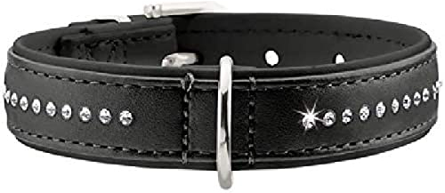 HUNTER MODERN ART LUXUS Hundehalsband, Kunstleder, Strasssteinchen, 37 (XS-S), schwarz