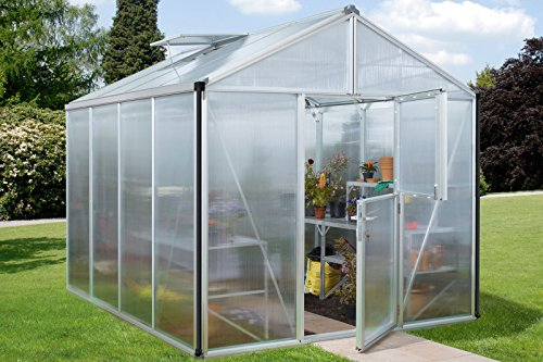 Vitavia Gewächshaus Zeus - Ausführung: 8100 HKP 10 mm Alu, Fläche: ca. 8,0 m², Fenster: 2, Maße: 257 x 314 cm, Sockel: 256 x 314 cm,