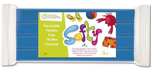 efco My Mandarine SO0870500200C - Block Knetmasse Softy, 500g, ideal ab 3 Jahren, sehr weich, glutenfrei, pflanzlich, Blau, 1 Stück