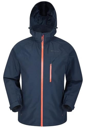 Mountain Warehouse Brisk Extreme wasserdichte Herrenjacke – verstellbare ärmelbündchen/Kapuze, versiegelte Nähte, atmungsaktiv - Campen, Reisen, Frühling, Sommer Marine 2X-Large