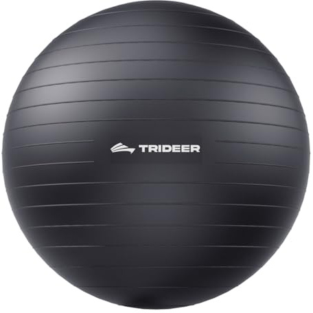 Trideer Extra Thick Yoga Ball Exercise Ball, 5 Sizes Ball Chair, Heavy Duty Swiss Ball for Balance, Stability, Pregnancy, Physical Therapy, Quick Pump Included (Black, XXL (78-85cm))