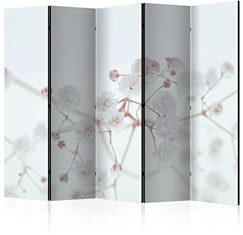 murando - Paravent Raumteiler Blumen, 225x172 cm, 5-teilig, Wohnzimmer