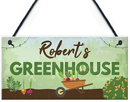 RED OCEAN Personalised Greenhouse Plaque Garden Shed SummerHouse Sign Dad Mum Friendship Gift