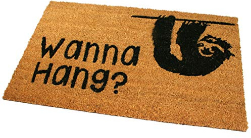 Black Ginger Large, Thick, Decorative, Patterned Coir Door Mats with Nature Designs (Sloth)
