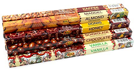 Räucherstäbchen Set Sweets, Bundle mit 7 verschiedenen Sorten, indische Räucherstäbchen, 14 Packungen à 8 Stäbchen, Brenndauer ca. 30min, Sweets-Bundle