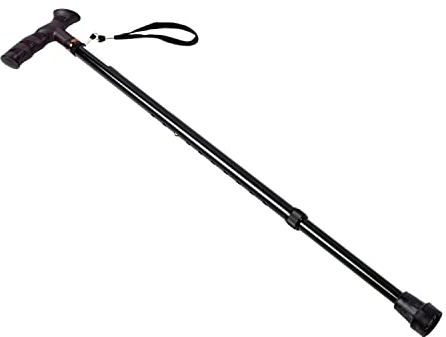 Cymam – Bastón Ortopédico Regulable en Altura 72-95 cm – Fabricado en Aluminio – Empuñadura Anatómica de Tacto Suave y Ambidiestra con Cinta de Sujeción – Contera Antideslizante 19 mm – Negro