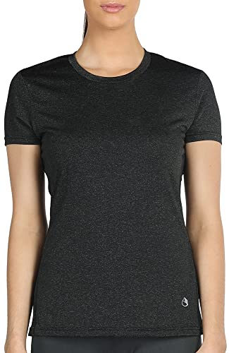 icyzone Sport T-Shirt Damen Kurzarm Laufshirt - Atmungsaktive Fitness Gym Shirt Schnell Trockened Funktionsshirt (XL, Schwarz)