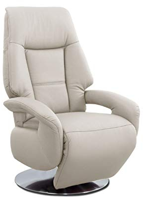 Cavadore Ledersessel Edinburgh / Fernsehsessel mit manuell verstellbarer Relaxfunktion / 74 x 114 x 77 / Echtleder: weiß