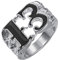 HIJONES Herren Jewellry Number 13 Solide Edelstahl Biker Ring Silber Schwarz Größe 70