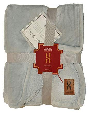 miasuite i sogni italiani Winterdecke aus antiallergenem Fleece, 130 x 160 cm, Samt-Effekt, Elegantes Design, weich, maschinenwaschbar, Eisfarben