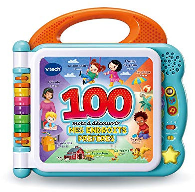 VTech - Mon Imagier Bilingue, Imagier Parlant Mes 100 Endroits Préférés, Livre Sonore, 12 Pages Illustrées et Interactives, Jouet Éducatif, Cadeau Enfant Dès 18 Mois - Contenu en Français et Anglais