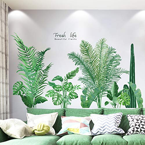 DIY Tropische Pflanzen Wandtattoo Wandaufkleber, TANOSAN Grüne Pflanze Blätter Schildkrötenblatt Wandsticker Wanddeko für Wohnzimmer Schlafzimmer Flur Kühlschrank (Grün)