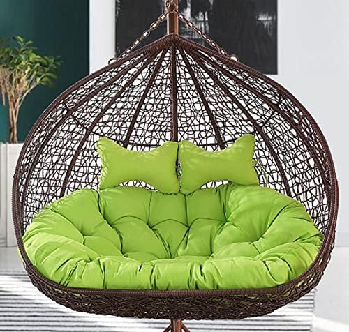 Double Swing Chair Cushion,Hammock Chair Cushions,Without Stand Thickening 2 Persons Seater Hanging Egg Swing Seat Cushion Washable For Garden-Green 140x110cm(55x43inch)