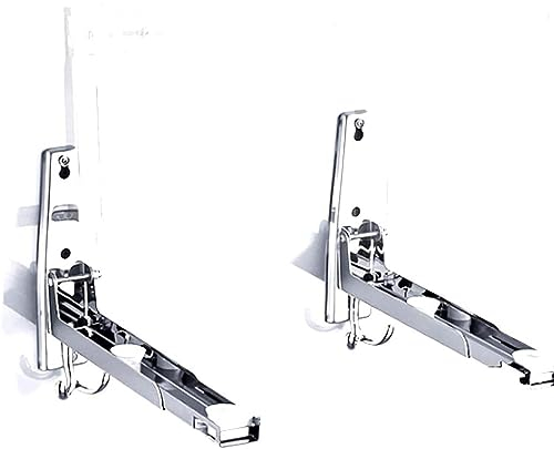 LOKEKE Soporte de pared plegable de acero inoxidable para horno microondas con ganchos de remolque