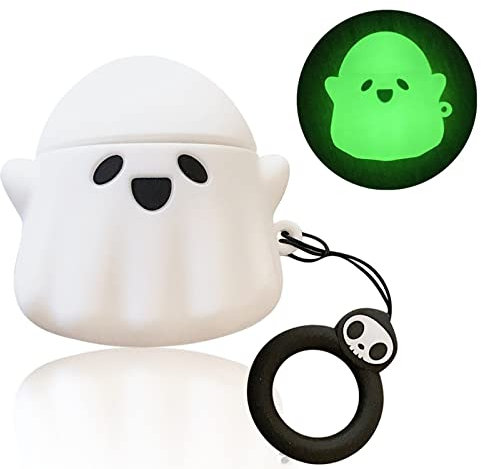 kigauruCompatible with AirPods Case Cover, Luminous Cute Ghost Case Designed for Airpods 2nd & 1st, Soft Silicone Anime Funny 3D Cartoon Apple AirPods 2/1 Case for Women Men Kids Teens Girls Boys