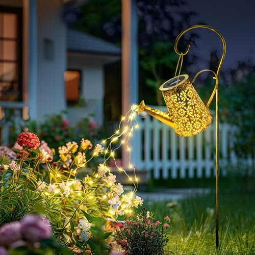 Luces solares de regadera para mujer al aire libre: luz de jardín impermeable para decoración de patio, farol colgante alimentado para patio camino, lámpara centelleante, regalos para mamá, madre