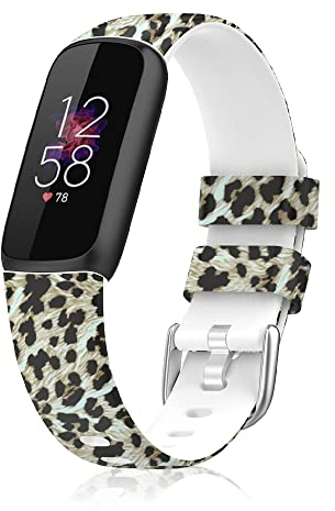 SeNool Armband Kompatibel mit Fitbit Luxe, [Premium Silikon Ersatzband] [Wasserdicht ] [Edelstahlschnalle], Uhrenarmband Kompatibel mit Fitbit Luxe - Leopard