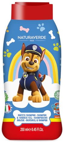 Naturaverde | Kids - Paw Patrol - Dusch-Shampoo für Kinder, Duschseife für Körper und Haare, Hygieneprodukte für Kinder, mit Avena-BIO-Extrakt, 250 ml