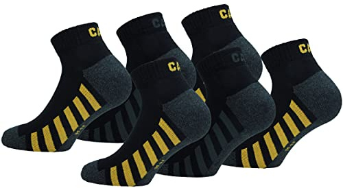 Caterpillar 6/12 Paar Arbeitssocken Sneaker Knöchelhöhe - Verstärkte Spitze Ferse - Baumwolle