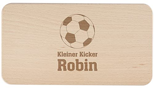 Striefchen® Holz-Frühstück-Brettchen für Kinder mit Wunschname ideales Kindergeburtstags-Geschenk Fußball