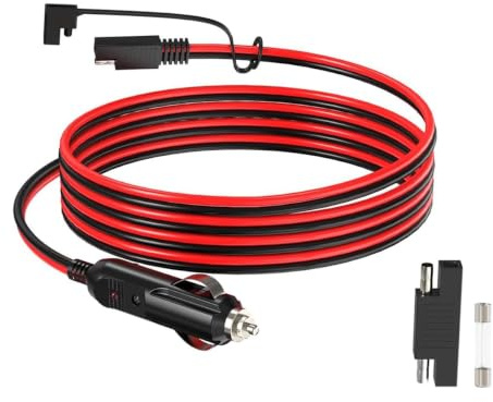 ELFCULB SAE auf Zigarettenanzünder Kabel 14AWG 1,5m für Auto Motorrad Solar | 12V Zigarettenanzünder Stecker auf SAE Verlängerungskabel mit Polung Umpoladapter