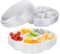 Lot de 25 plateaux de service pour apéritif avec couvercle - Jetables - 6 compartiments - 27 cm - En plastique transparent - Pour salade, collation, fruits, légumes