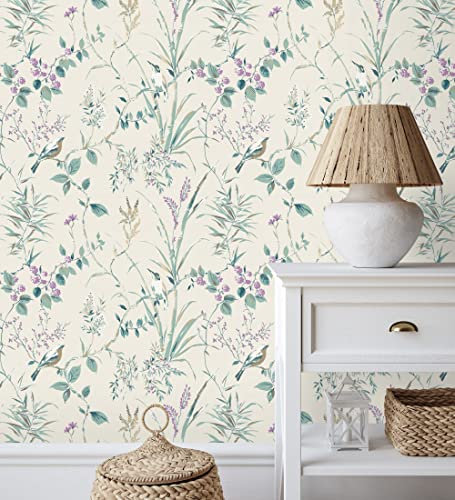 GAULAN 500680930 - Papel pintado lavable de ramas flores y pájaros estilo romántico para pared salón cocina dormitorio comedor - Muestra DIN A4