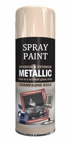 SCHNAZZ 2 x Metallic Champaign Gold Multi-Purpose Spray Paint 400ml, Use for Metal and Wooden Furniture, Ornaments, Decorative Items and Much More for Interior & Exterior