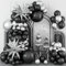 Paeyeq Schwarz Silber Ballon Girlande mit Metallic Silber Explosionsstern Folienballons, Schwarz und Silber Helium Latex Party Ballons für Geburtstag Partydekoration