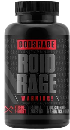 GODSRAGE ROID RAGE – 500 mg Turkesteron, 500 mg Fadogia Agrestis & 150 mg Ashwagandha – Einzigartiges & Hochdosiertes 3-in-1 Supplement – Die stärkste Alternative zu Tongkat Ali, 90 Kapseln – Germany