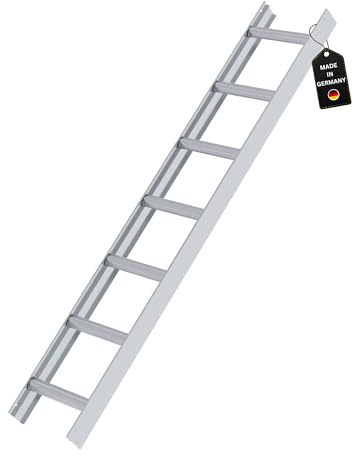 PROREGAL Dachleiter | Alu Natur | 7 Sprossen | Leiter, Teleskopleiter, Trittleiter, Bockleiter, Sprossen-Doppelleiter