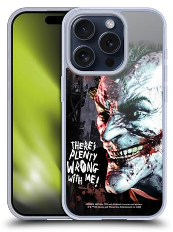 Head Case Designs Officially Licensed Batman Arkham City Joker Wrong With Me Graphics Gel Case [Military Grade Protection] Compatible with Apple iPhone 15 Pro and Compatible with MagSafe