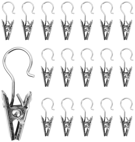 Wisebom 100 PCS Inox con Gancio, Anelli per Tende in Metallo con Ganci per Foto Feste Decorazione Domestica Artigianato Artistico