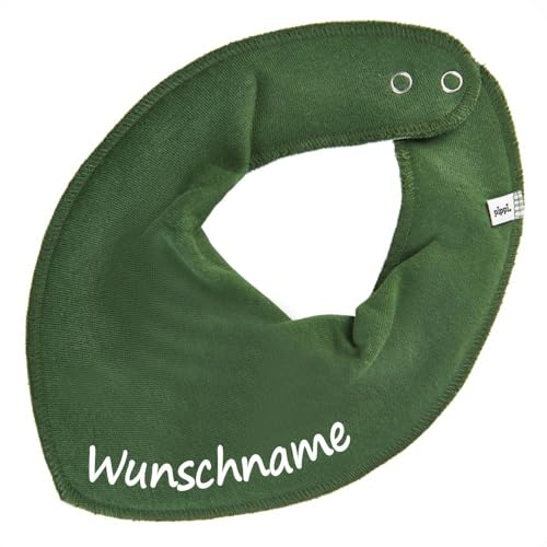 HALSTUCH mit Namen oder Text personalisiert für Baby oder Kind aus Baumwolle in Einheitsgröße dunkelgrün