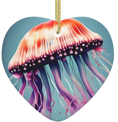 Quallen Exquisite Weihnachtsbaum Keramik Hängend - Doppelseitig Bedruckt für Festliche Dekoration