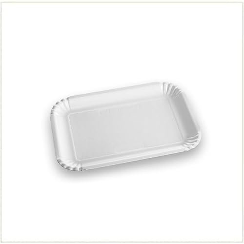 VIRSUS Vassoi per Pasticceria in Cartone POLITENATA BIANCO, (Misura 3) 23,5x17 cm, Navetta Monouso per Dolci, Pasticcini, Rustici, Torte, 1CF x 20Pz (20)
