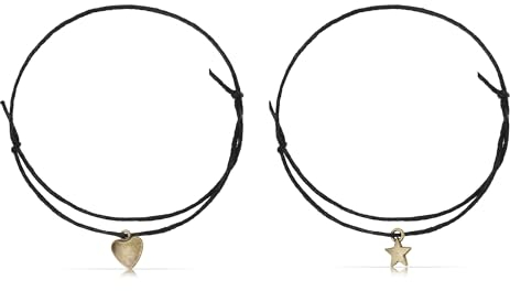 Made by Nami Ensemble de bracelets de cheville pour femmes et filles avec pendentif en forme de cœur et d'étoile, réglable, cadeau pour femme, Cuir