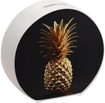 Goldene Ananas Spardose Goldene Frucht Metallisch Glänzend - Edle Tropische Spardose Exotisch Elegant für Geldgeschenke