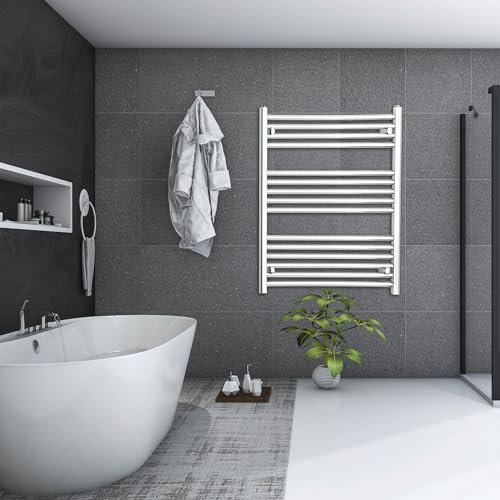 750mm Wide Chrome Heated Towel Rail Radiator Straight Flat Bathroom Warmer Rack Central Heating Turkish Zone (750mm Wide x 800mm Height)