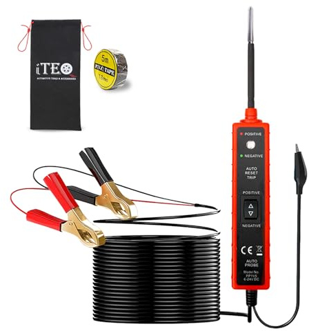 ITEQ Power Circuit Probe Tester, 6V-24V DC Test Light, Automotive Short Circuit Located and Component Activated, 12V Auto Electrical Tester, Polarity Identify with LED Light, Overload Protection