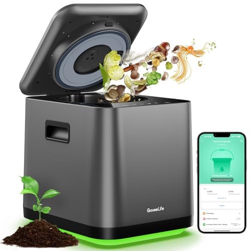 GoveeLife Compostiera elettrica intelligente per cucina, bidone del compost da 3 litri per interni con app e controllo vocale, pulizia automatica, 3 modalità, trasforma i rifiuti alimentari in