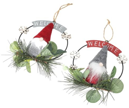 JUJNE 2 PCS Couronne d'hiver Couronne de L' pour Porte D'Entrée, Décoration de Noël Murale