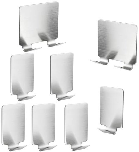 JeiibrZui Selbstklebende Edelstahl-Wandhaken (8 Stück), wasserdicht & ohne Bohren, ideal für Bad, Küche & Badezimmer - inkl. 6 Einzel- & 2 Doppelhaken