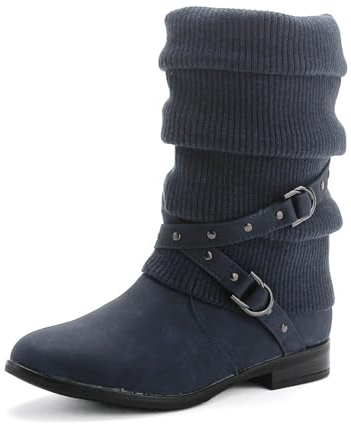Pogolino Botines de mujer botas planas de punto botas forradas